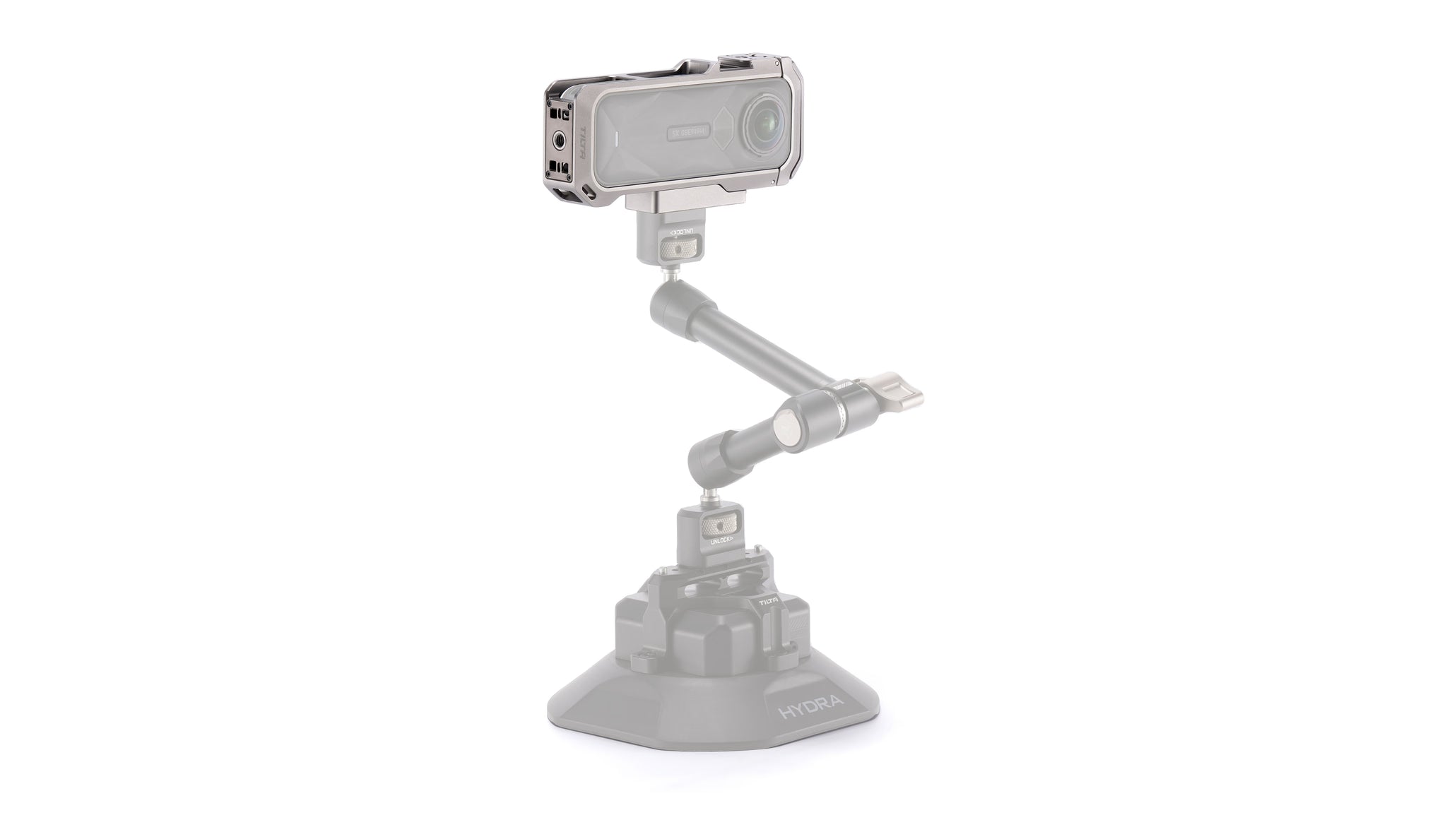 Horizontal Mounting Plate for Insta360 X5 Camera Cage – Titanium Grey
