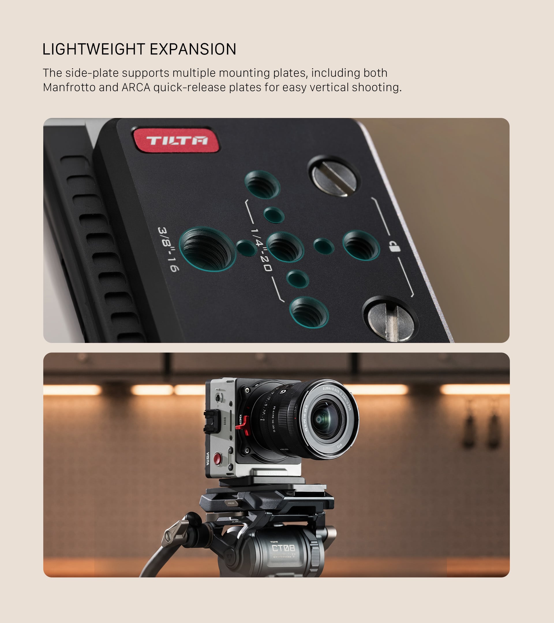 Wooden Handle Side Plate Kit for Kinefinity Vista - Black feature