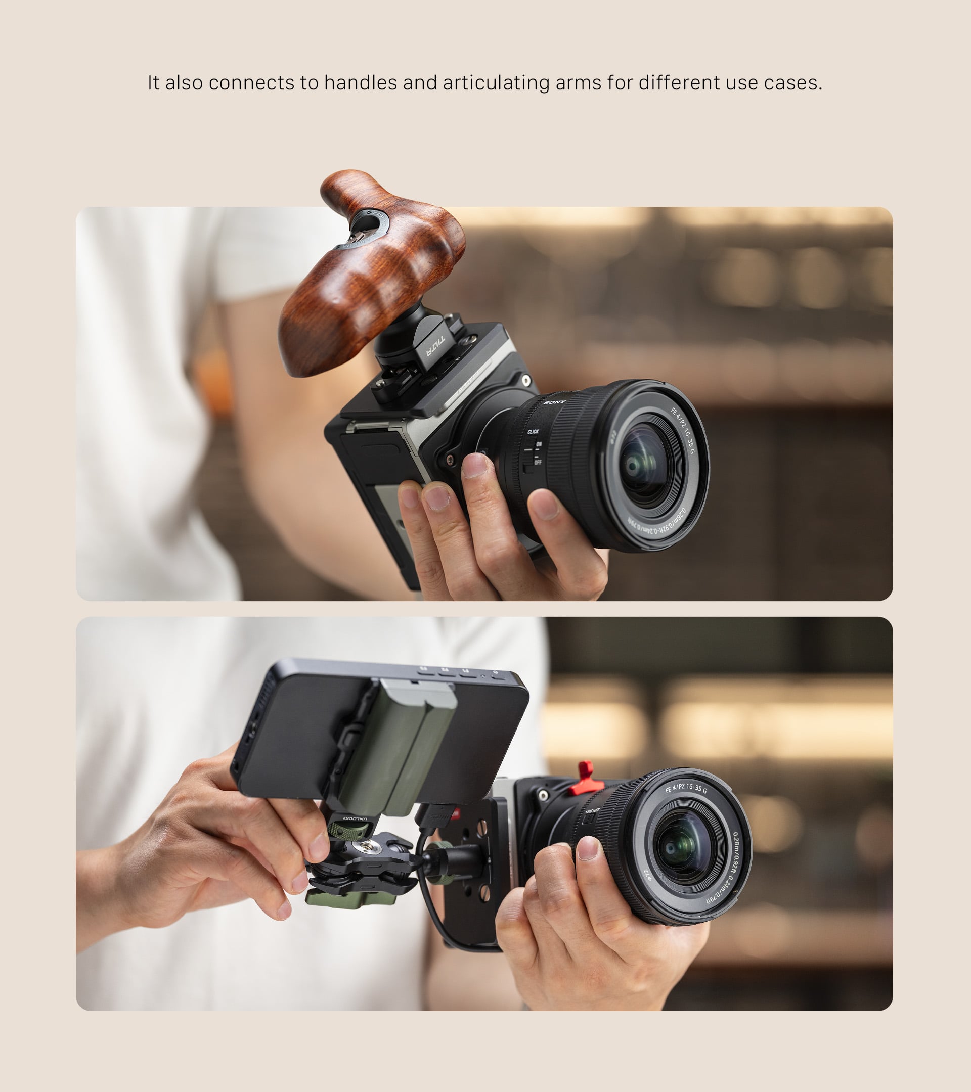 Wooden Handle Side Plate Kit for Kinefinity Vista - Black feature