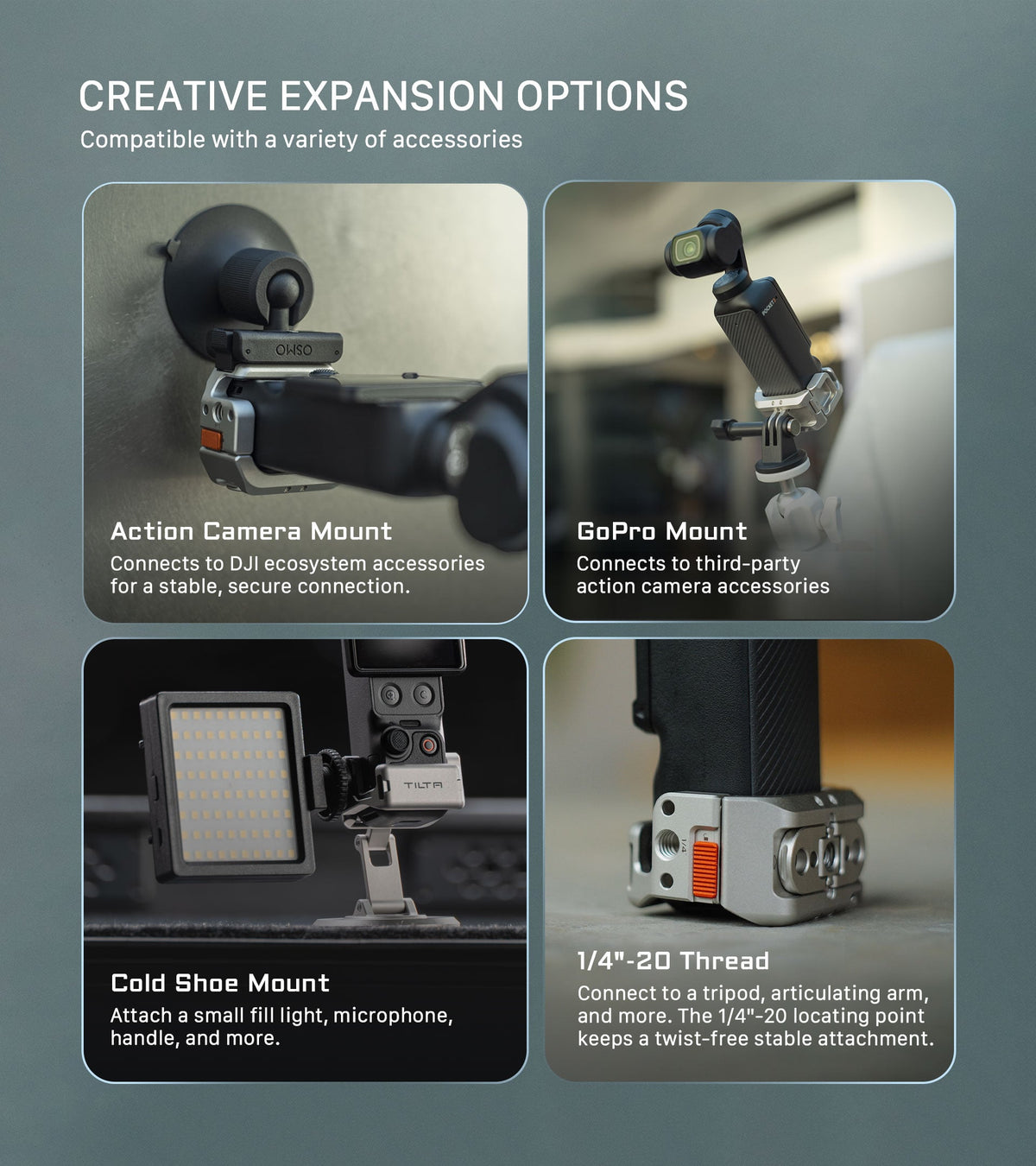 Magnetic Accessory Mounting Kit for Osmo Pocket 4 - Titanium White